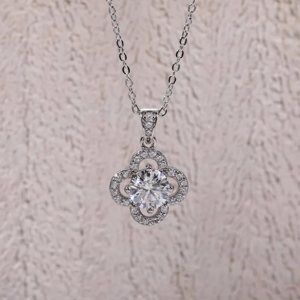 Certified 1ct. t.w. Moissanite Diamond Heart Halo Pendant Necklace NEW